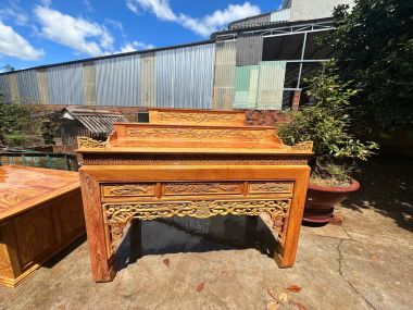 Án Gian Thờ Gỗ Gõ Đỏ - Chạm Mai Điểu (Chân 12)