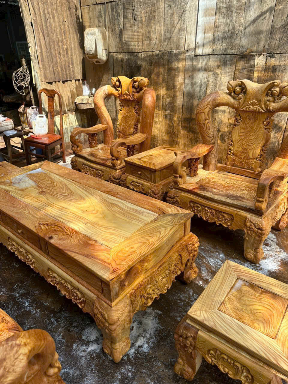 Trọn Bộ Salon Phòng Khách Chạm Nghê - Vân Chun Siêu Vip